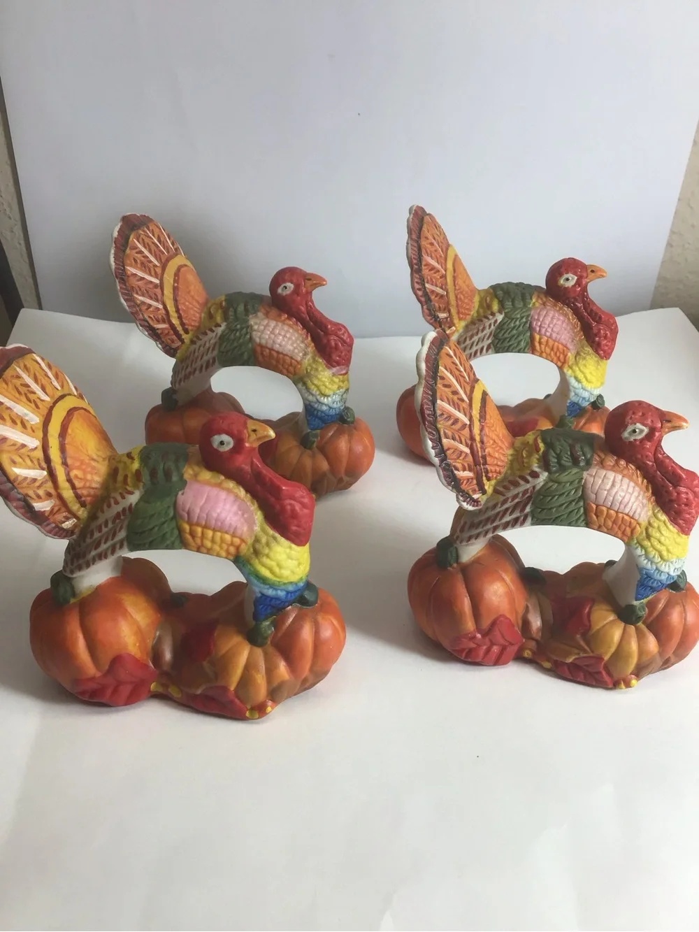 Festive Multicolor Turkey Napkin Holders - Set of 4